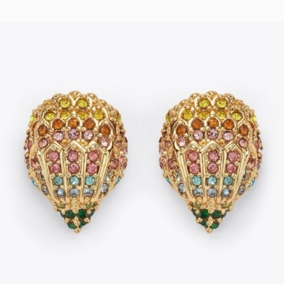 🌈 Kurt Geiger multicolo Crystal  rainbow small pave eagle stud Dome Earrings 🌈 - Picture 1 of 10